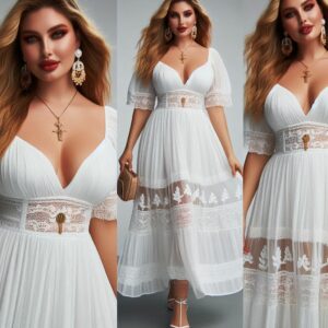 Plus size casual white dress