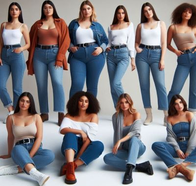 Different styles plus size jeans