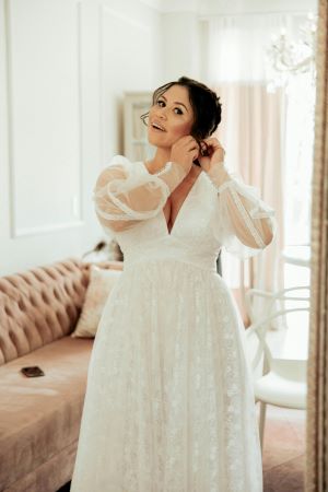 Woman wear a white long dress