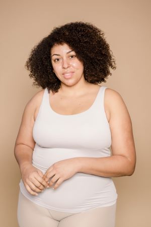 Plus size white top and cream bottom shapewear 