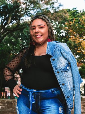 Lady layered with a denim jacket for evening breeze
