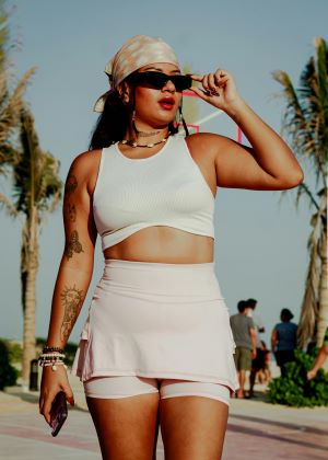 Plus size lady in chic swimwear